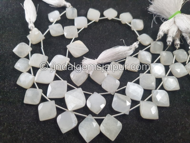 White Moonstone Faceted Lotus Beads