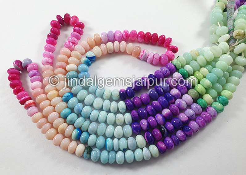 Multi Opal Smooth Roundelle Shape Beads