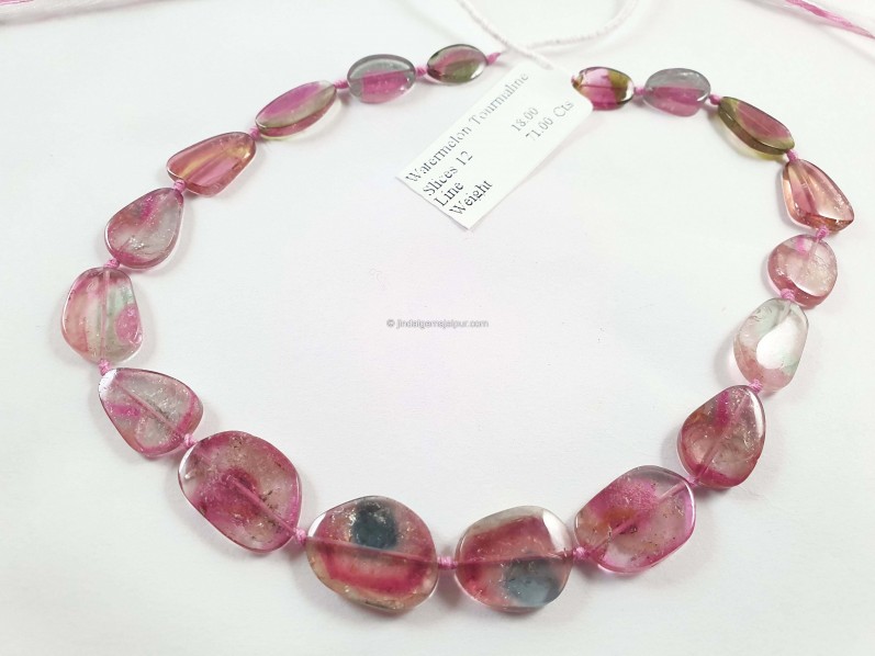 Watermelon Tourmaline Smooth Slices Beads