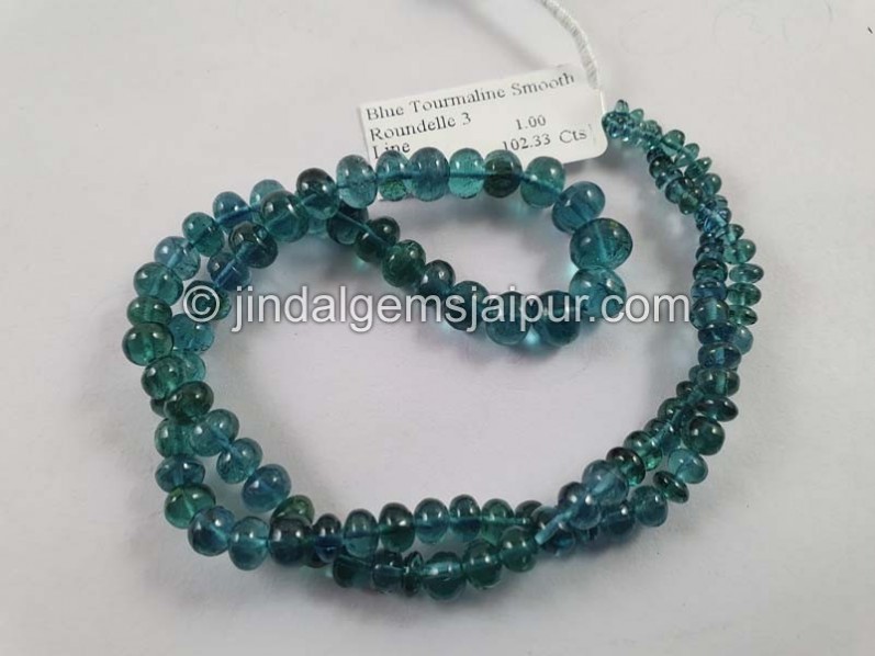 Blue Tourmaline Smooth Roundelle Beads