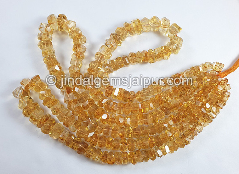 Deep Citrine Faceted Irregular Roundelle Beads