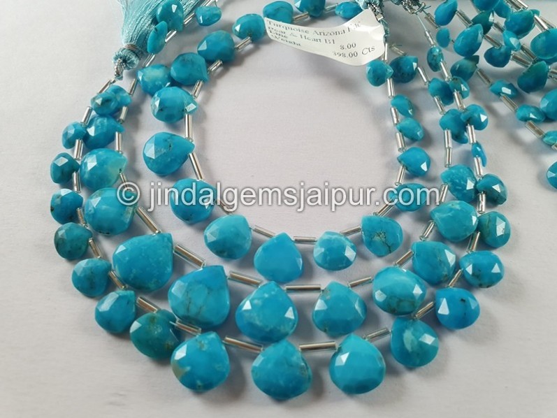 Turquoise Arizona Faceted Heart Shape Beads