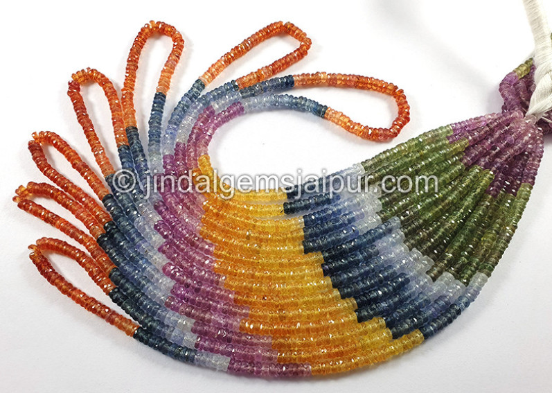 Multi Sapphire Faceted Tyre Shape Beads