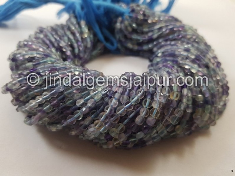 Fluorite Faceted Coin Beads