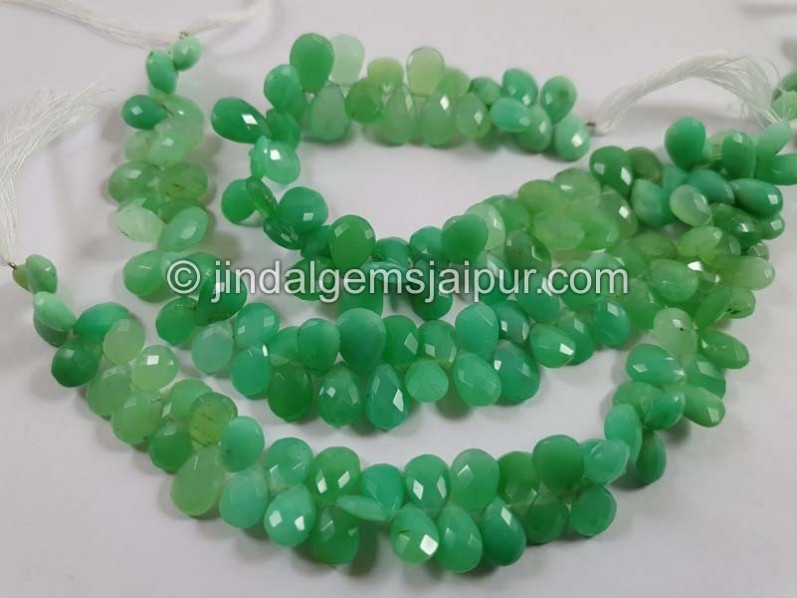 Chrysoprase Shaded Far Faceted Pear Beads
