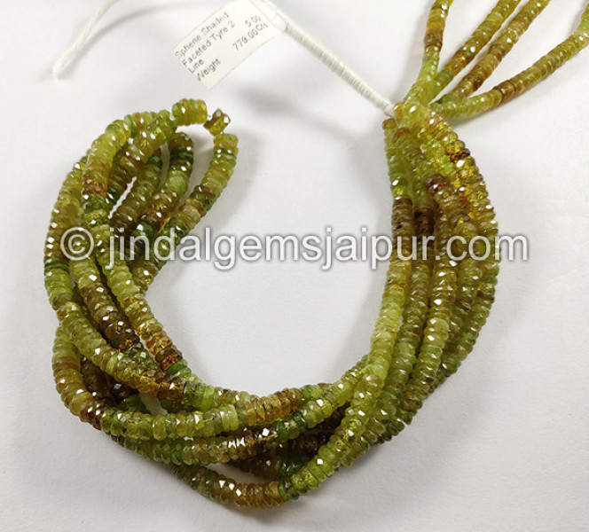 Sphene Shaded Faceted Tyre Shape Beads