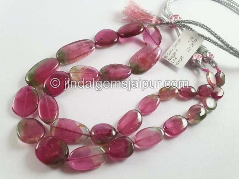 Bi Color Tourmaline Smooth Nuggets Beads