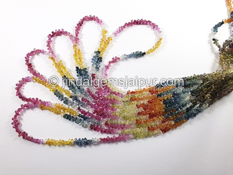Multi Sapphire Faceted Drops Shape Beads
