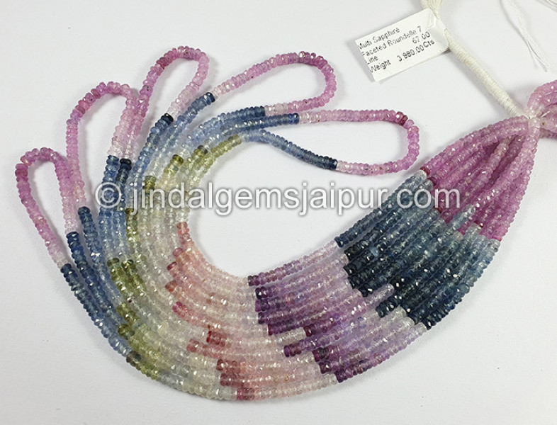 Multi Sapphire Faceted Roundelle Shape Beads