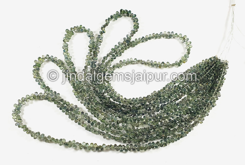 Green Sapphire Faceted Drops Shape Beads