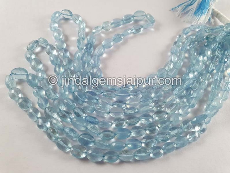 Aquamarine Faceted Oval Beads