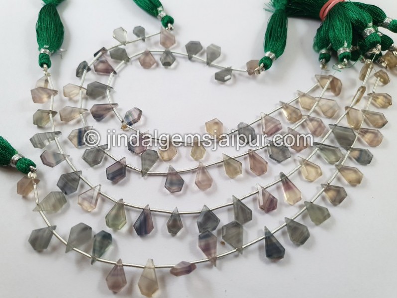 Multi Fluorite Faceted Triangle Beads