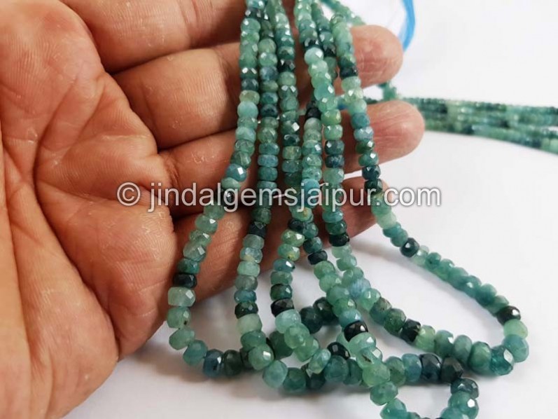 Grandidierite Shaded Faceted Roundelle Beads