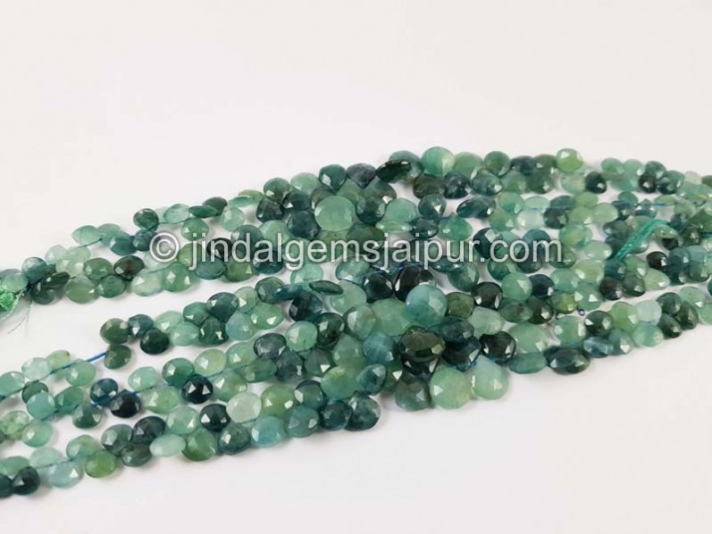 Grandidierite Shaded Faceted Heart Beads