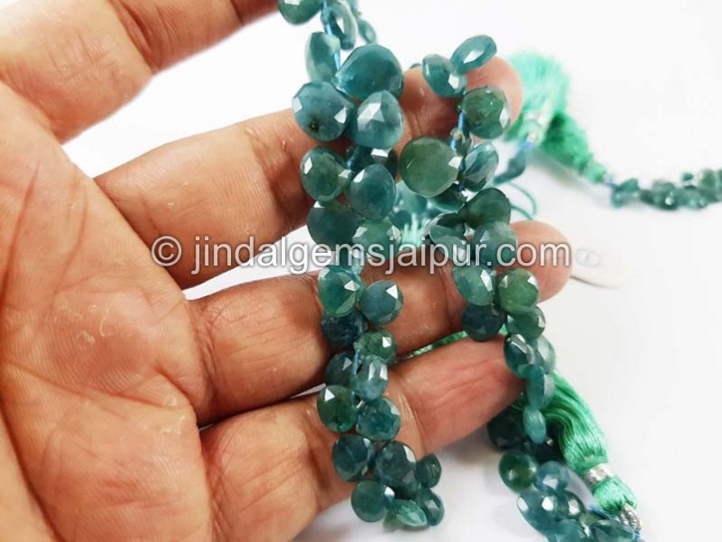 Blue Grandidierite Faceted Heart Beads