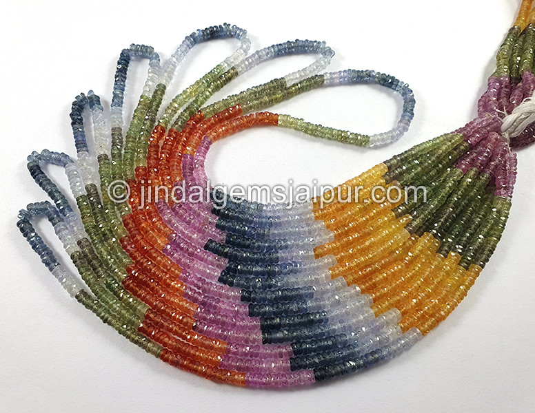 Multi Sapphire Faceted Tyre Shape Beads