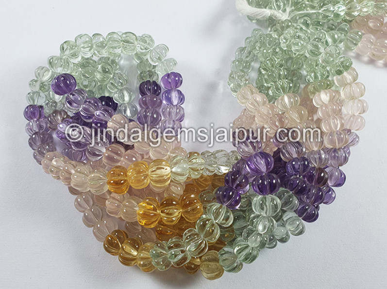 Multi Stone Carved Pumpkin Shape Beads