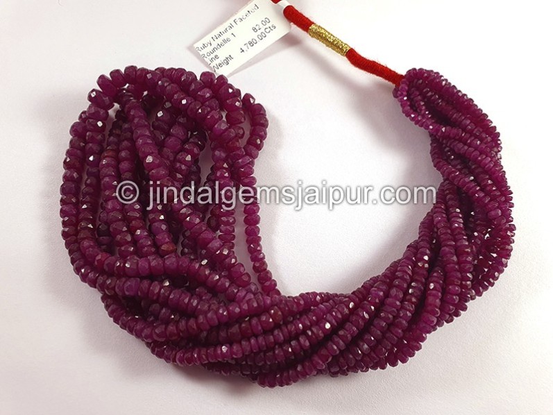 Ruby Natural Faceted Roundelle Shape Beads