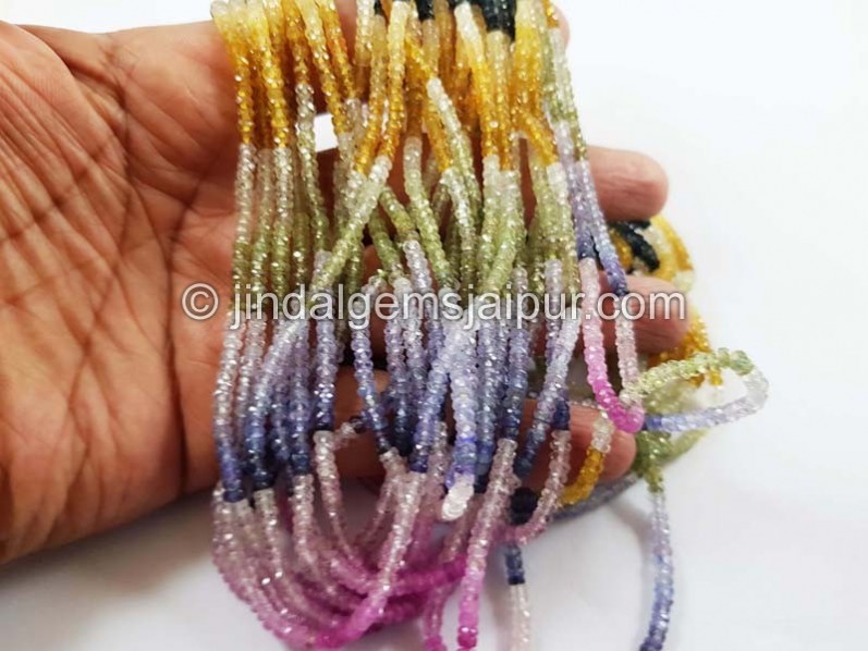 Multi Sapphire Faceted Roundelle Beads