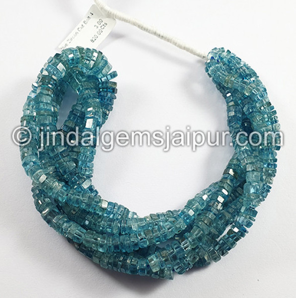 Blue Zircon Faceted Bolt Shape Beads