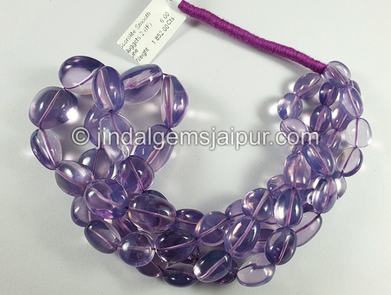 Scorolite Or Lavender Quartz Smooth Nuggets Shape Beads