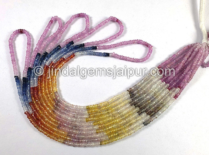 Multi Sapphire Faceted Roundelle Shape Beads