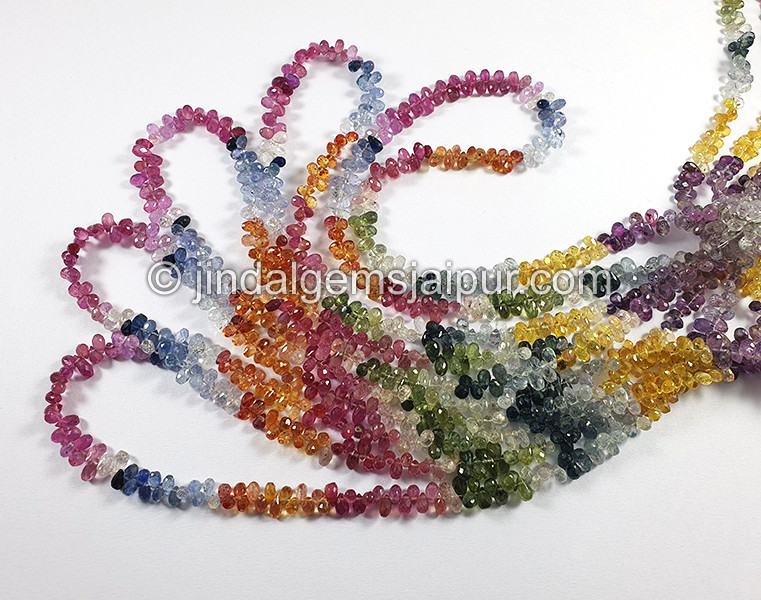 Multi Sapphire Faceted Drops Shape Beads