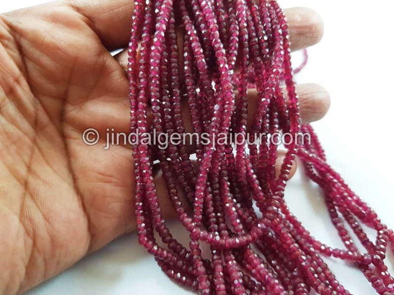 Ruby Faceted Roundelle Beads