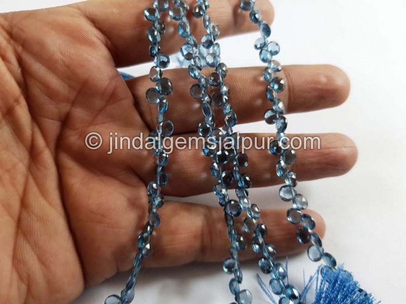 London Blue Topaz Faceted Heart Beads