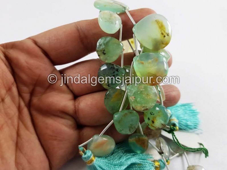 Natural Peruvian Opal Smooth Heart Beads