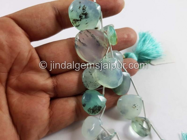 Natural Peruvian Blue Opal Smooth Heart Beads