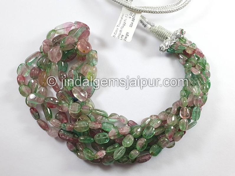 Bi Color Tourmaline Smooth Nuggets Shape Beads