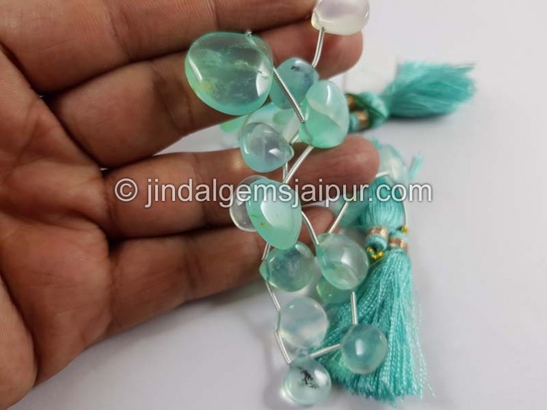 Natural Peruvian Blue Opal Smooth Heart Beads