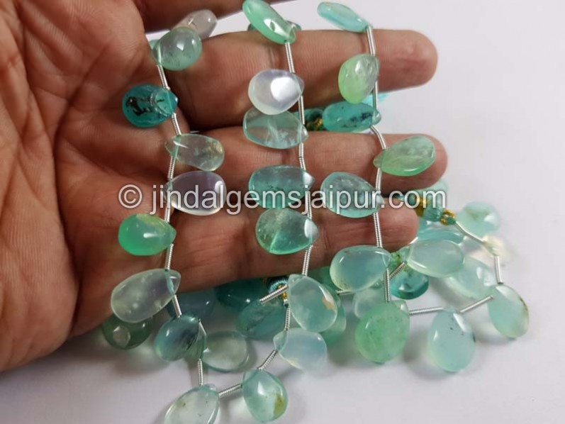 Natural Peruvian Blue Opal Smooth Pear Beads