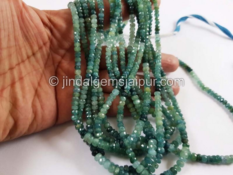 Grandidierite Shaded Faceted Roundelle Beads