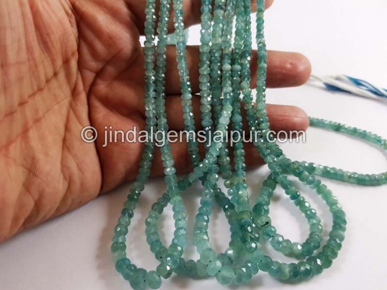 Light Paraiba Grandidierite Faceted Roundelle Beads
