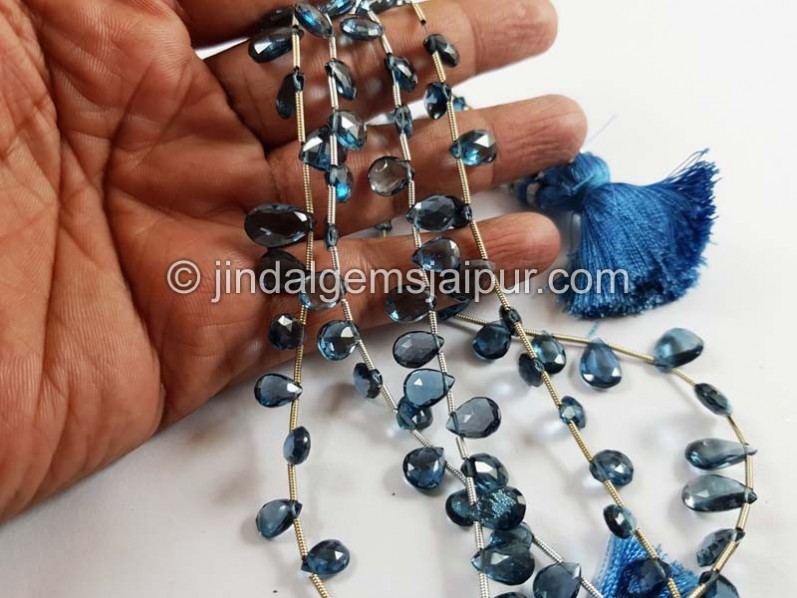 London Blue Topaz Faceted Pear Shape Beads