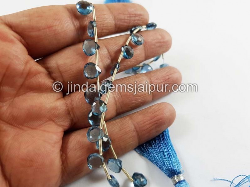 London Blue Topaz Faceted Heart Shape Beads