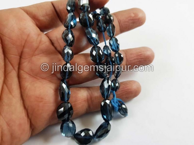 London Blue Topaz Far Faceted Nuggets Shape Beads