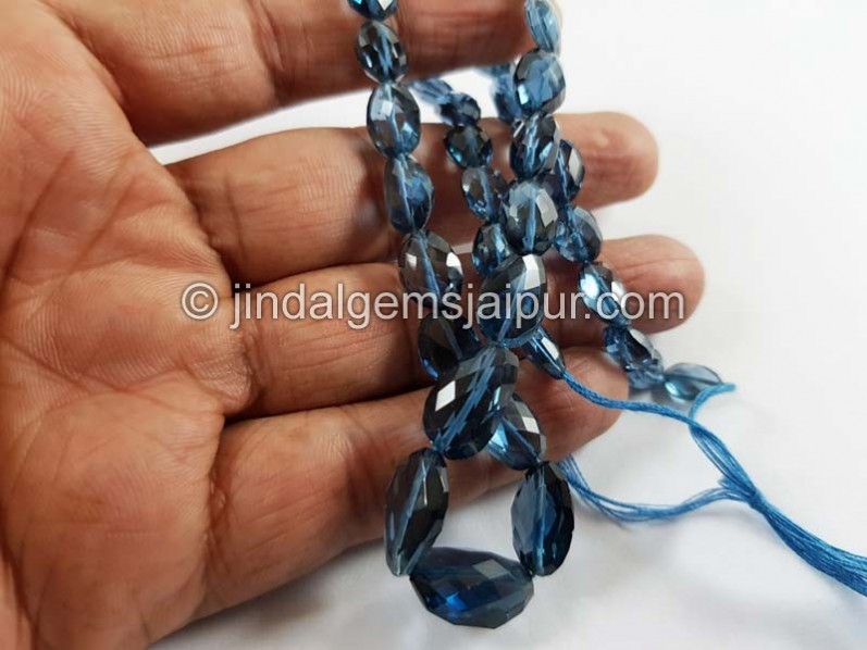 London Blue Topaz Far Faceted Nuggets Shape Beads