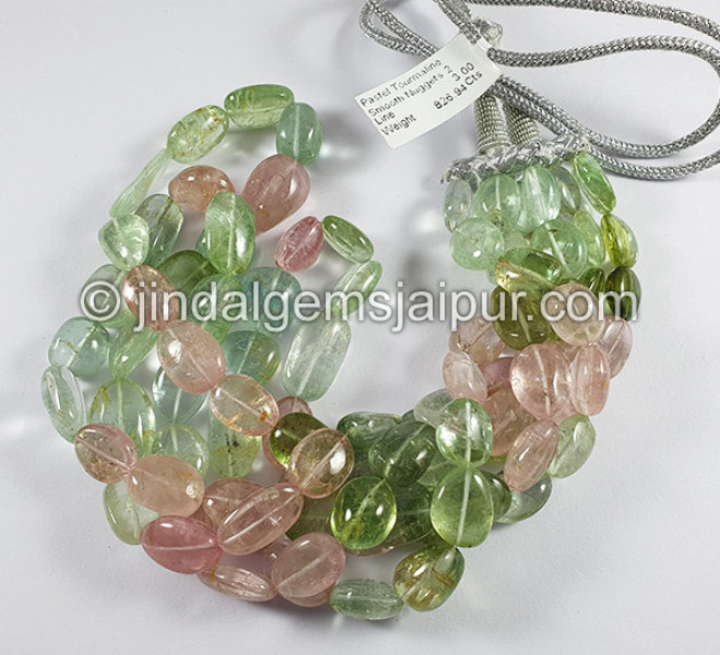 Pastel Tourmaline Smooth Nuggets Shape Beads