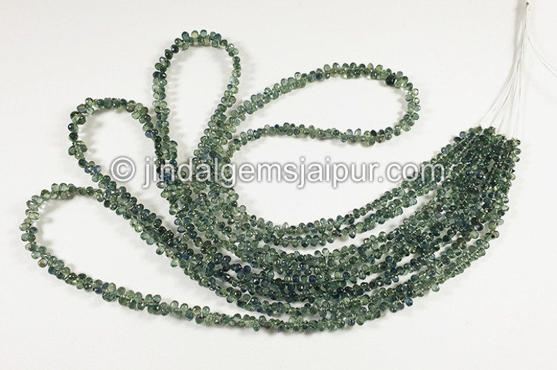 Green Sapphire Faceted Drops Beads