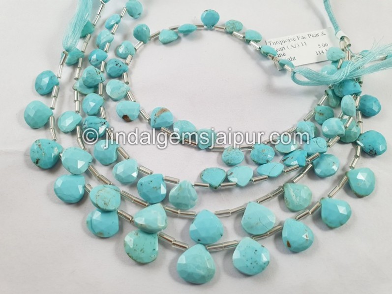 Turquoise Arizona Faceted Heart Shape Beads