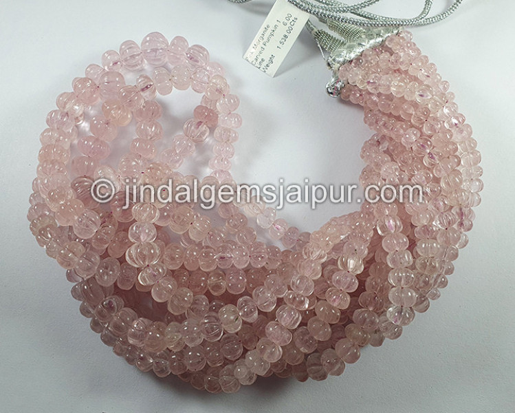Pink Morganite Carved Pumpkin Shape Beads