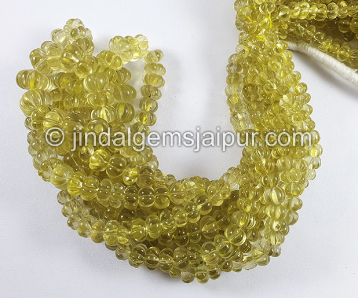 Lemon Quartz Carved Pumpkin Shape Beads
