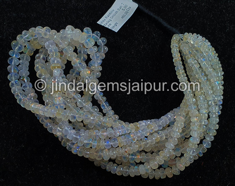 White Rainbow Madagascar Smooth Roundelle Shape Beads