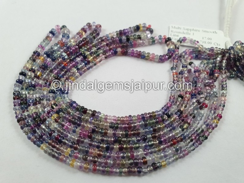 Multi Sapphire Smooth Roundelle Beads