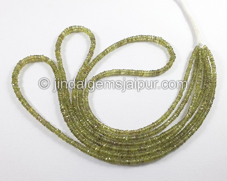 Green Sapphire Faceted Tyre Shape Beads