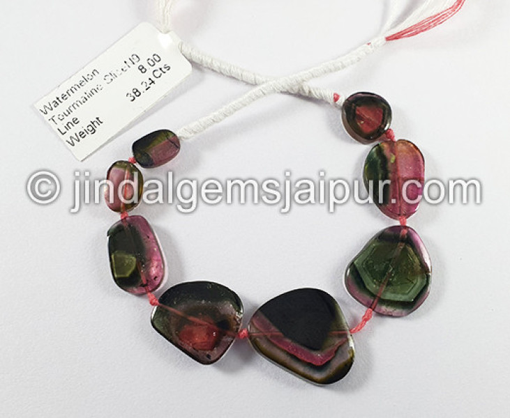Watermelon Tourmaline Slices Shape Beads