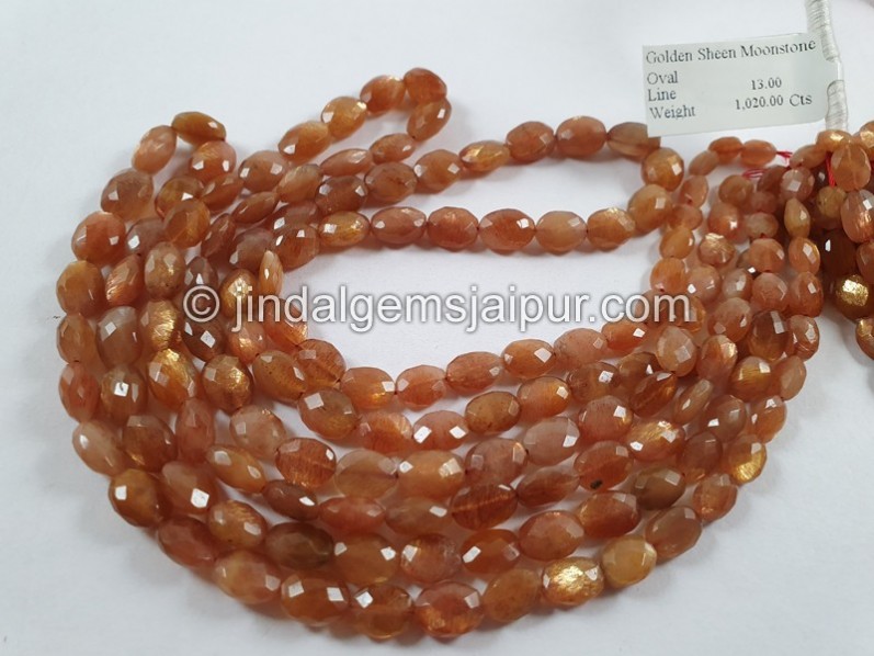 Golden Sheen Moonstone Faceted Oval Beads